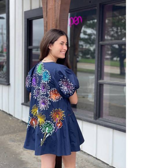 NEW QUEEN OF SPARKLES fireworks back dress in navy - Picture 2 of 2